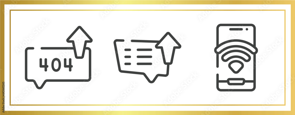 Poster communication and media outline icons set. linear icons sheet included error sending message, messag