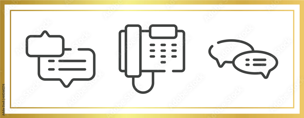 Poster chatting outline icons set. linear icons sheet included chat bubble with ellipsis, business phone, s