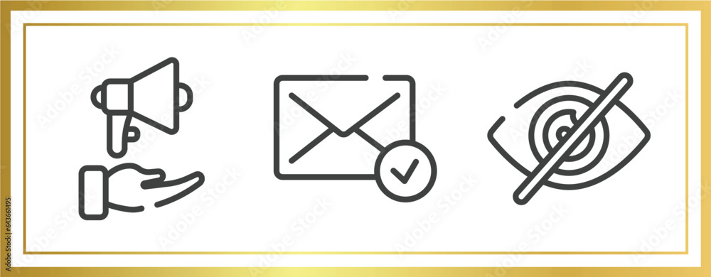 Aufkleber chat outline icons set. linear icons sheet included embrace, message received, hide vector.