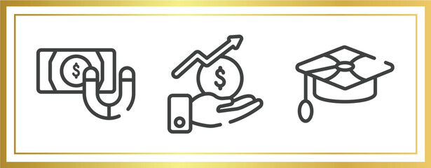 business administration outline icons set. linear icons sheet included retention, stock market, mortarboard vector.