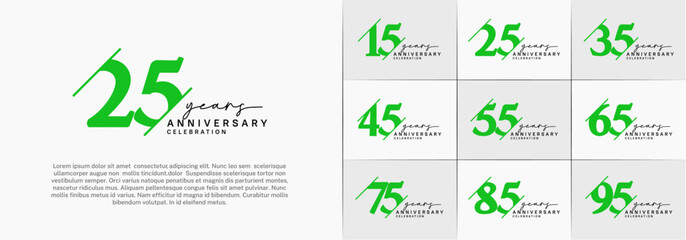 set of anniversary logo with green and black color can be use for celebration