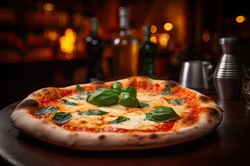 Pizza margherita fresca em pizzaria italiana., generative IA