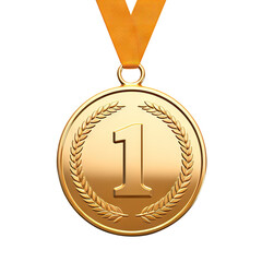 Golden medal for first place, cut out