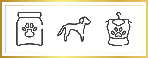 pet lovers outline icons set. linear icons sheet included treat, springer spaniel, pet clothing vector.