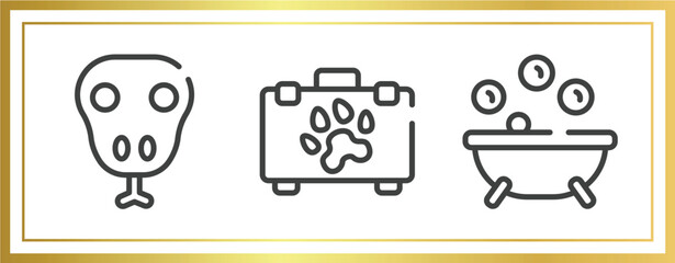 pet shop outline icons set. linear icons sheet included snake head, pet first aid, pets bath vector.