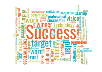 Fototapeta premium Illustration in the form of a cloud of words related to Success