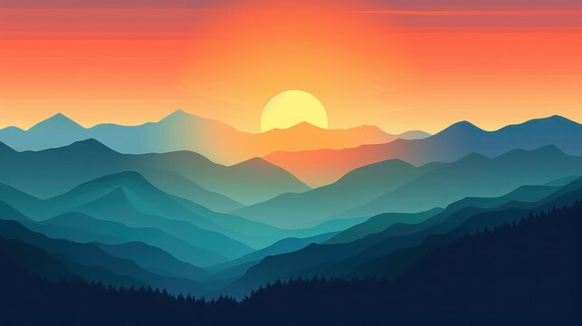 illustration photo of relax with mountain sunset view © Thuch