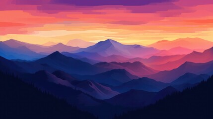 illustration photo of relax with mountain sunset view