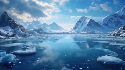 snow mountain with lake