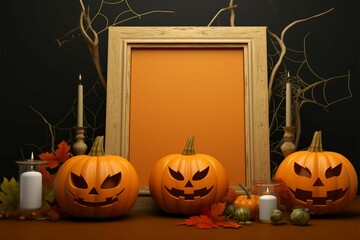 Frame your Halloween spirit with a grainy template featuring pumpkins
