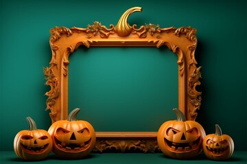Grainy Halloween pumpkin template with frames, featuring both smiles and scares
