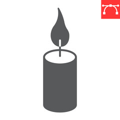 Candle glyph icon, thanksgiving and holidays, candle vector icon, candlelight vector graphics, editable stroke solid sign, eps 10.