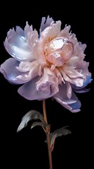 Peony with foil effect on a dark background. Generative AI	