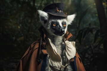 a lemur dressed as a conquistador