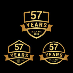 57 years anniversary celebration logotype. 57th anniversary logo collection. Set of anniversary design template. Vector illustration.