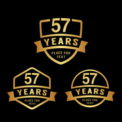 Fototapeta premium 57 years anniversary celebration logotype. 57th anniversary logo collection. Set of anniversary design template. Vector illustration.