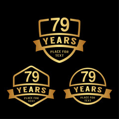 79 years anniversary celebration logotype. 79th anniversary logo collection. Set of anniversary design template. Vector illustration. - obrazy, fototapety, plakaty