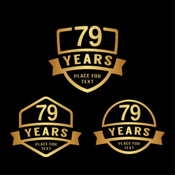 79 years anniversary celebration logotype. 79th anniversary logo collection. Set of anniversary design template. Vector illustration.