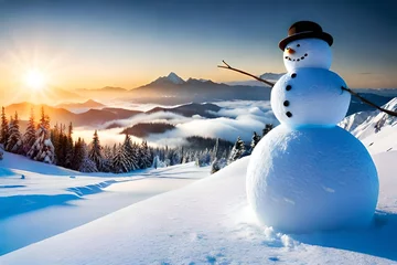 Foto op Plexiglas snowman in the winter © Adeel