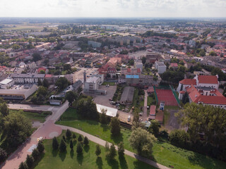 Łowicz z lotu ptaka latem/Lowicz town aerial view in summer, Łódź Voivodeship, Poland 