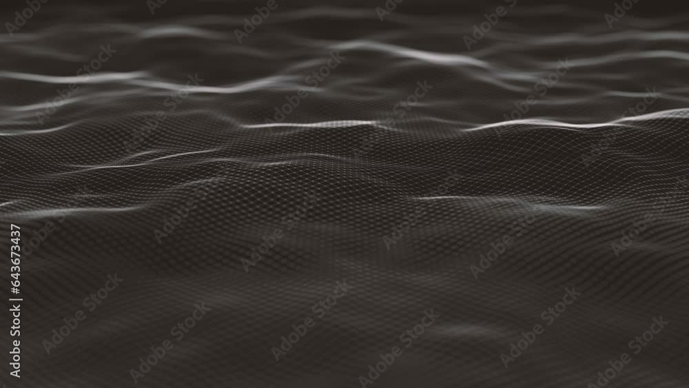 Poster abstract minimal mesh waving background/ 4k animation of an abstract fractal background with mesh su