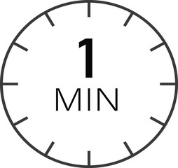 1 minute clock timer sign vector design suitable for many uses