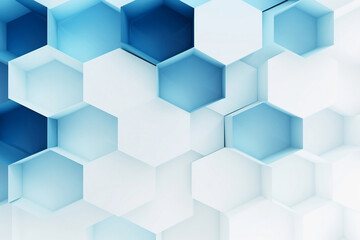 Geometric, hexagon pattern, mosaic, square, honeycomb, architecture wallpaper on white background with blue tones