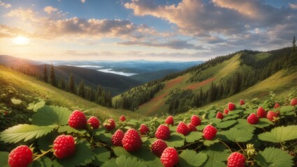 A strawberry in the top of mountain