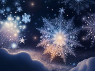 Snowflake christmas background, new year greeting card, postcard, winter backdrop.