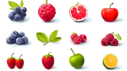 Berries isolated icons illustrations set