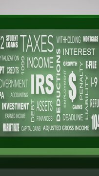 Vertical Video IRS Tax Animation Frame with Word Cloud