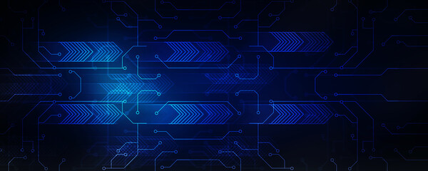 2d illustration Abstract futuristic electronic circuit technology background