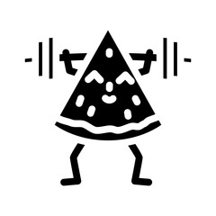 watermelon fruit fitness character glyph icon vector. watermelon fruit fitness character sign. isolated symbol illustration