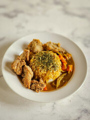 curry rice and fried chicken