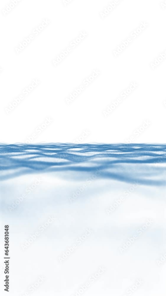 Poster slow motion artistic waves isolated on white loop vertical animation.