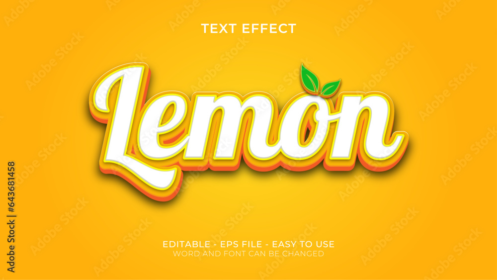 Aufkleber lemon 3d editable text effect