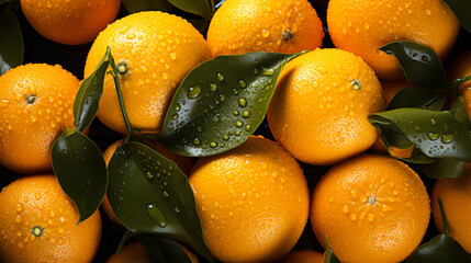 Macro close-up of orange texture with water spots, fruit photography