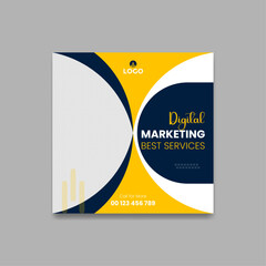 Digital Social media banner design marketing best services post or square flyer template