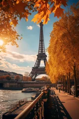Türaufkleber Paris Seine in Paris with Eiffel tower in autumn time