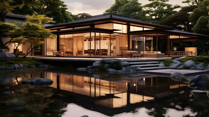 Modern Japanese house in the garden