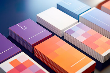 Mock ups with geometric-inspired packaging and business cards, contributing to a brand identity