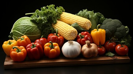 fresh vegetable isolated with black background
