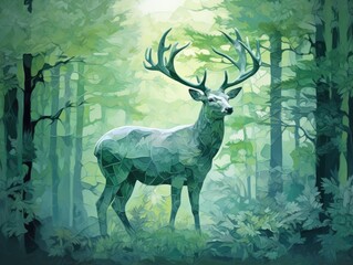 Graceful deer, a symbol of woodland beauty, portrayed elegantly on a clear surface, embodying forest majesty, made with Generative AI