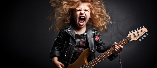 Fototapeta premium Adorable rebel girl expressing her untamed nature