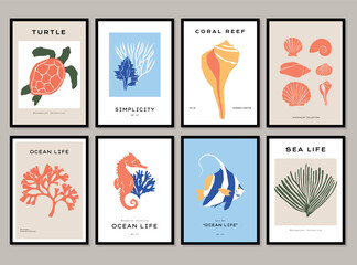 Bohemian collection of marine illustrations for wall art gallery
