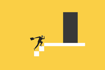 Businessman walking on stair step. concept of growth, promotion, opportunity