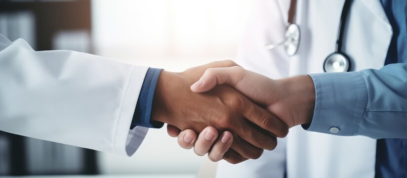 September composite featuring young caucasian man handshaking male doctor Kindness healthcare trust - Powered by Adobe