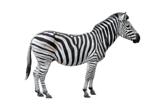 Young zebra portrait isolated on transparent background Zebra full length. Zoo animals banner. PNG