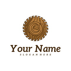 Wood cutter logo design Template. Creative Wood logo vector illustration.