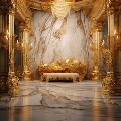 Luxury interior. Gold and Marble